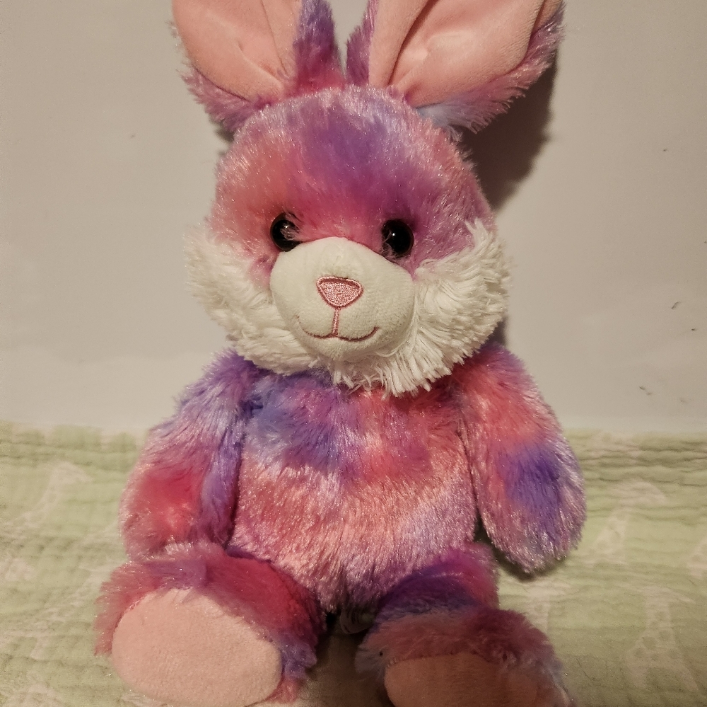 Occasions pink and purple plush bunny. 14 inches.